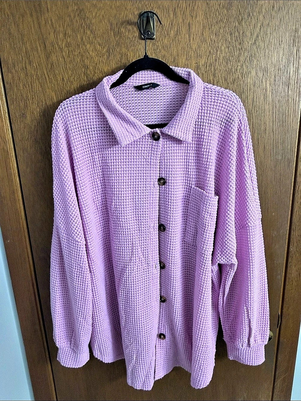 DOKOTOO Pink Knit Button Down Shirt Like New
